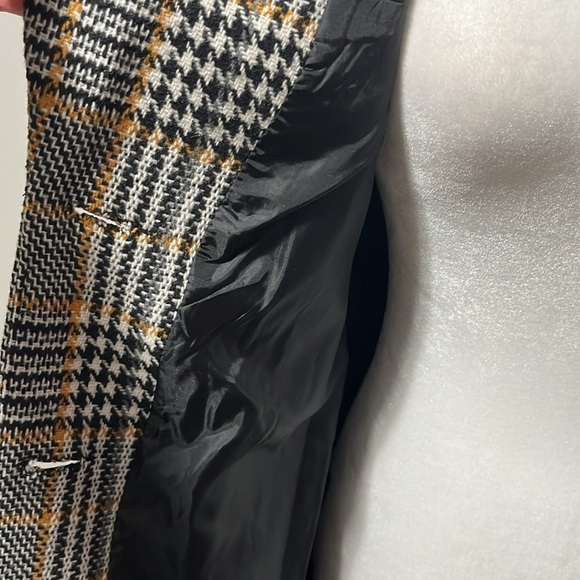 Vero Moda Cindy Notch Lapel Plaid 3/4 Length Wool Jacket - Picture 10 of 13